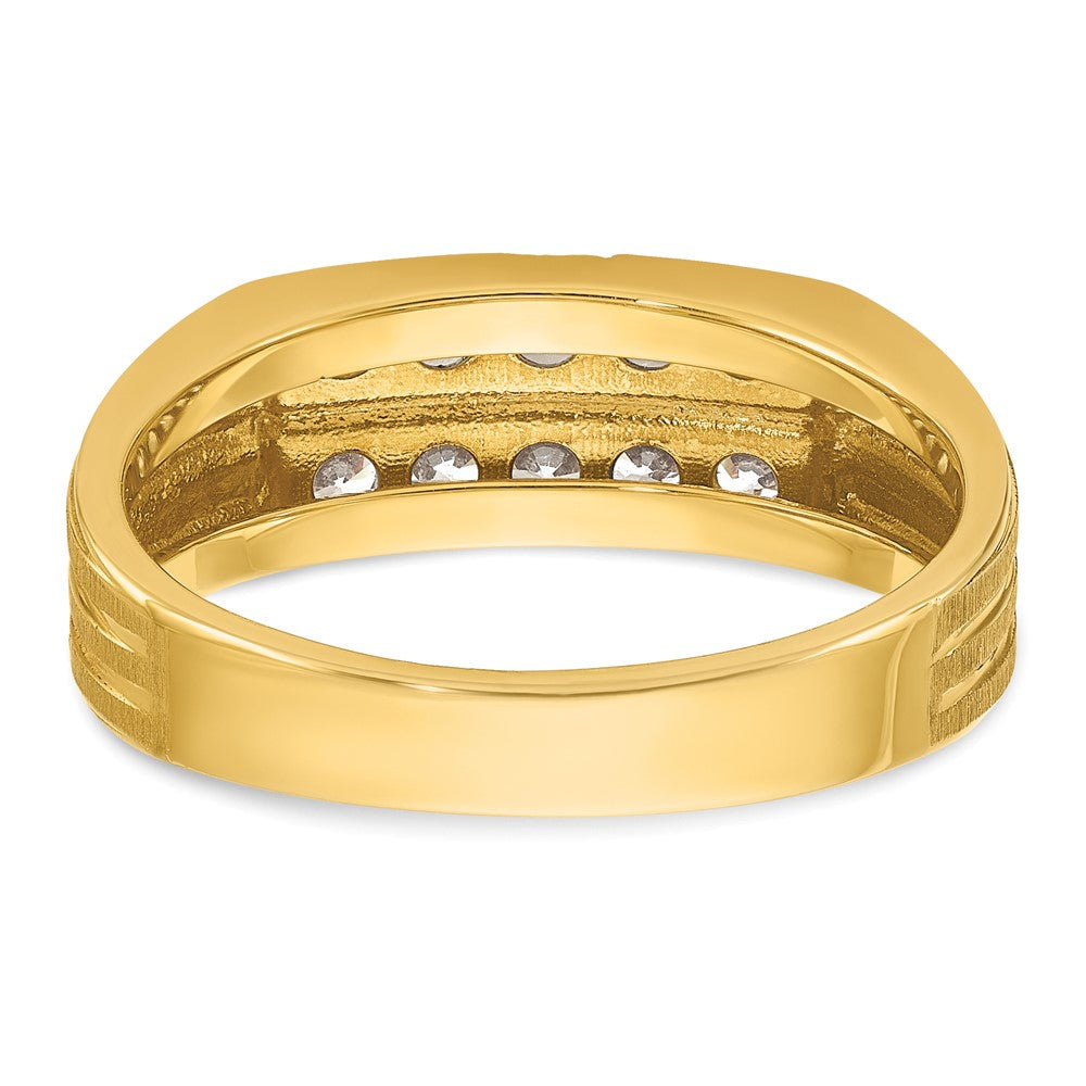 14K Gelbgold Herren-Ring, poliert und satiniert, mit 0,625 Karat Diamant, komplett besetzt