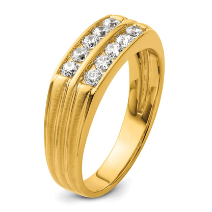 14K Gelbgold Herren-Ring, poliert und satiniert, mit 0,625 Karat Diamant, komplett besetzt