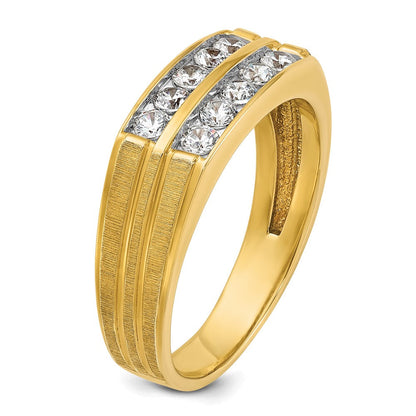 14K Gelbgold Herren-Ring, poliert und satiniert, mit 0,625 Karat Diamant, komplett besetzt