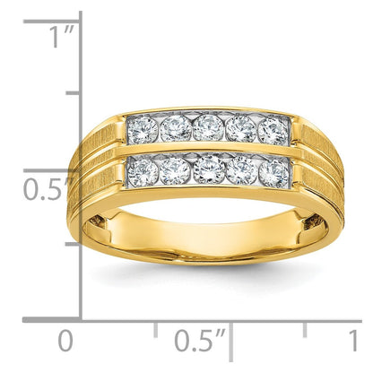 14K Gelbgold Herren-Ring, poliert und satiniert, mit 0,625 Karat Diamant, komplett besetzt