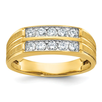 14K Gelbgold Herren-Ring, poliert und satiniert, mit 0,625 Karat Diamant, komplett besetzt