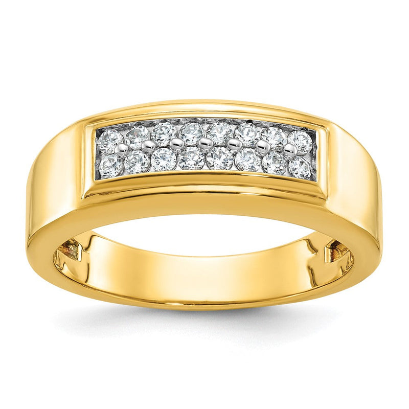 10K Gelbgold Ibgoodman Herren Poliert 2-row 1/3 Karat A Qualität Diamant Ring