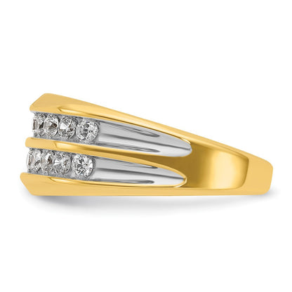 14K Gelb- und Rhodiumgold mit Weißrhodium Herren-Ring mit 0,75K Diamant, komplett besetzt