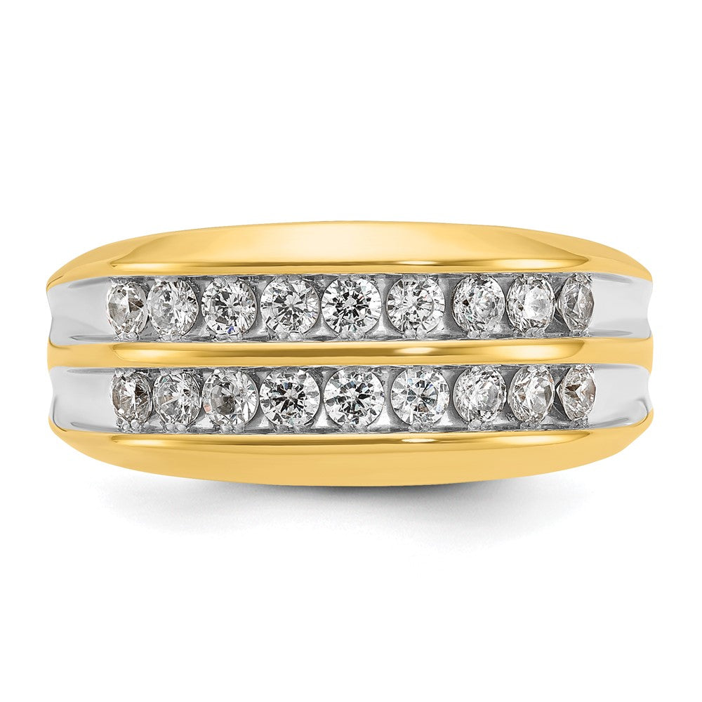 14K Gelb- und Rhodiumgold mit Weißrhodium Herren-Ring mit 0,75K Diamant, komplett besetzt