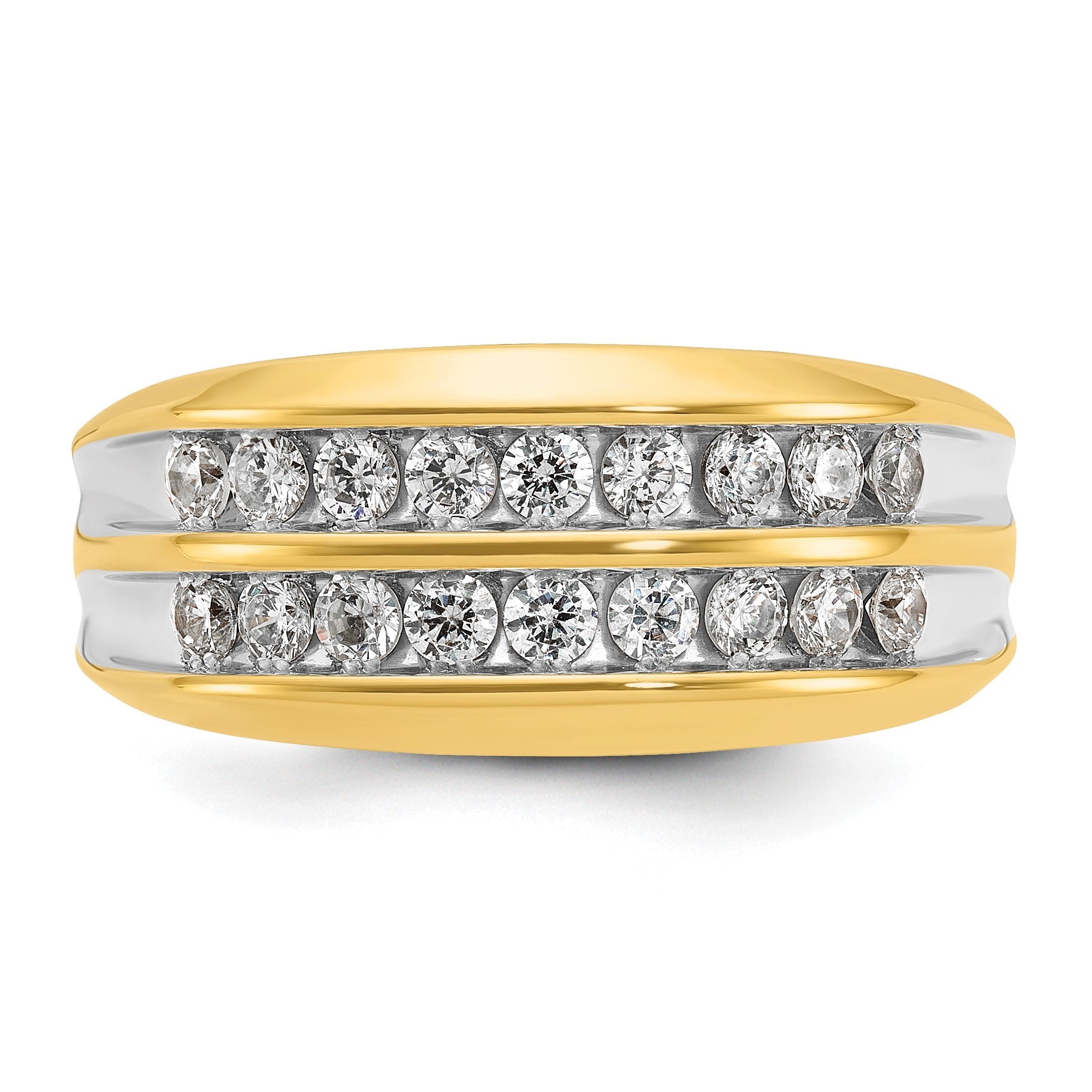 14K Gelbgold mit Weißrhodinierung 0,75 ct. Laborgezüchteter Diamant VS/SI+ G+ Zweireihiger Herrenring