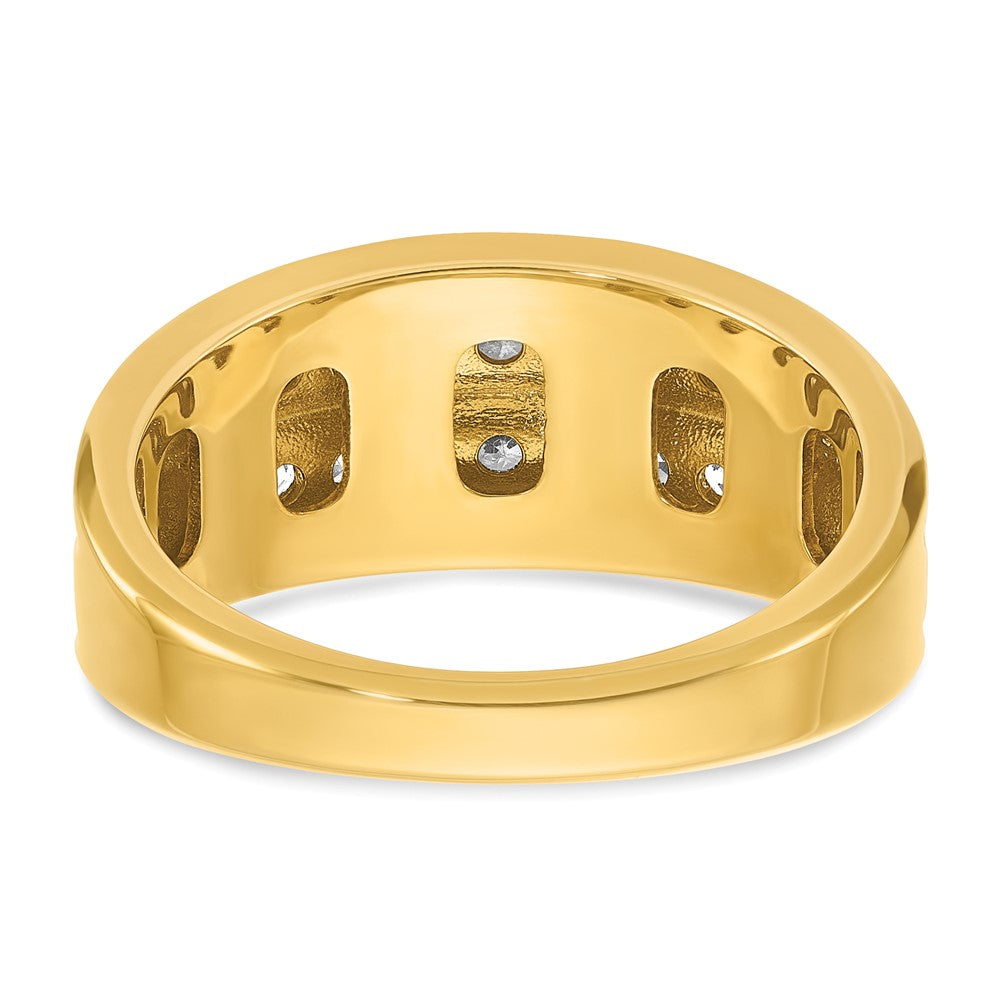 14K Gelb- und Rhodiumgold mit Weißrhodium Herren-Ring mit 0,75K Diamant, komplett besetzt