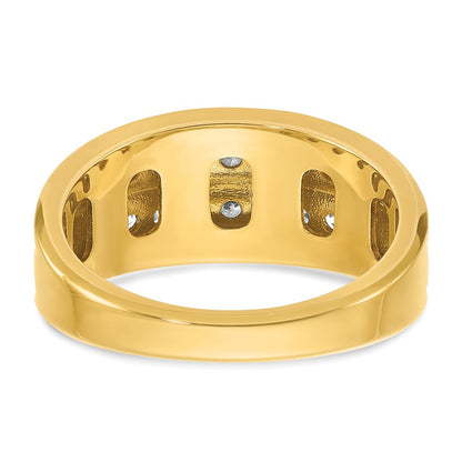 14K Gelbgold mit Weißrhodinierung 0,75 ct. Laborgezüchteter Diamant VS/SI+ G+ Zweireihiger Herrenring