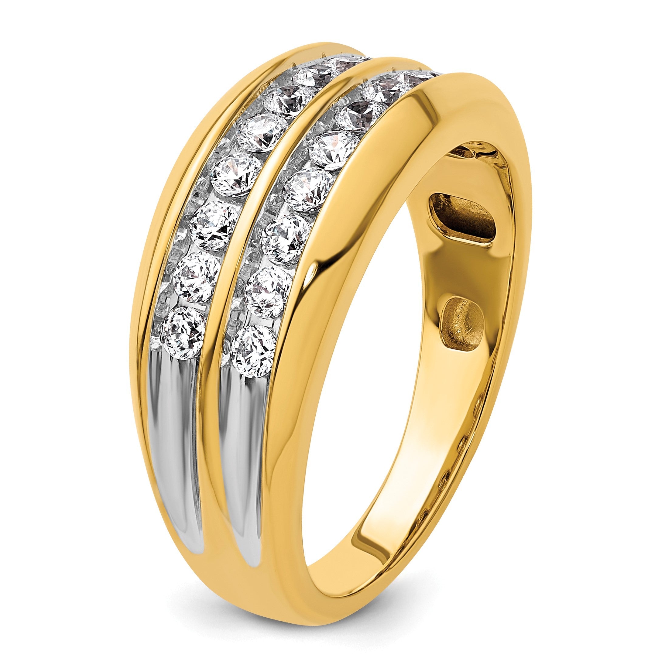 14K Gelbgold mit Weißrhodinierung 0,75 ct. Laborgezüchteter Diamant VS/SI+ G+ Zweireihiger Herrenring