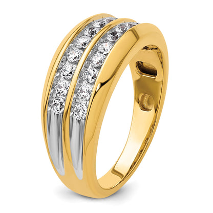 14K Gelbgold mit Weißrhodinierung 0,75 ct. Laborgezüchteter Diamant VS/SI+ G+ Zweireihiger Herrenring