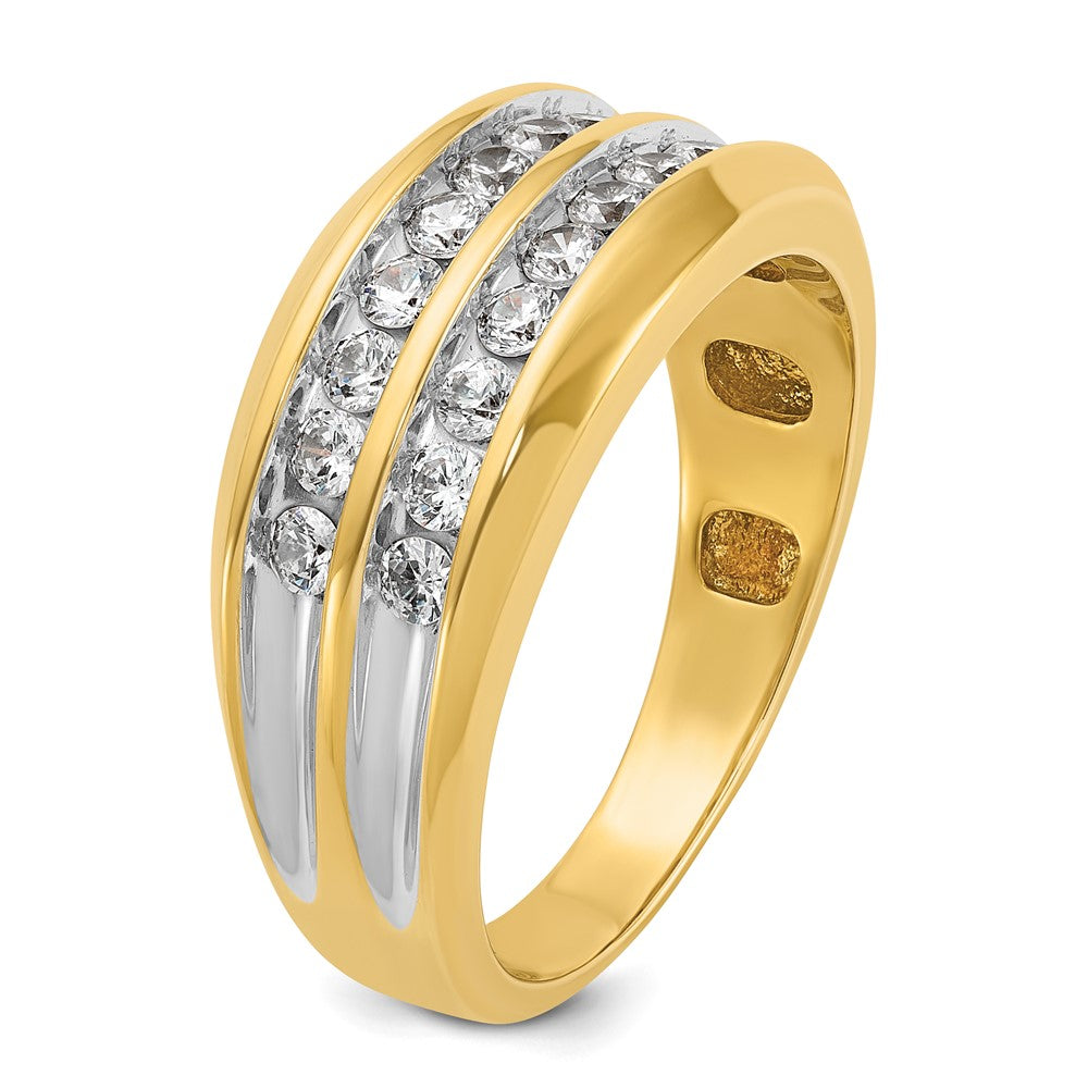 14K Gelb- und Rhodiumgold mit Weißrhodium Herren-Ring mit 0,75K Diamant, komplett besetzt