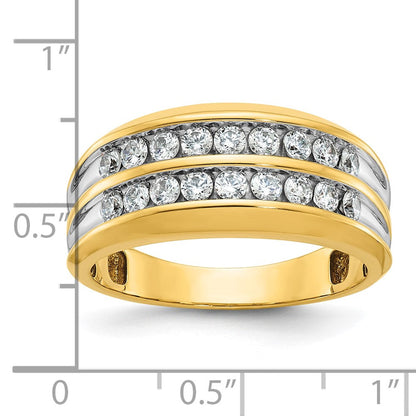 14K Gelb- und Rhodiumgold mit Weißrhodium Herren-Ring mit 0,75K Diamant, komplett besetzt