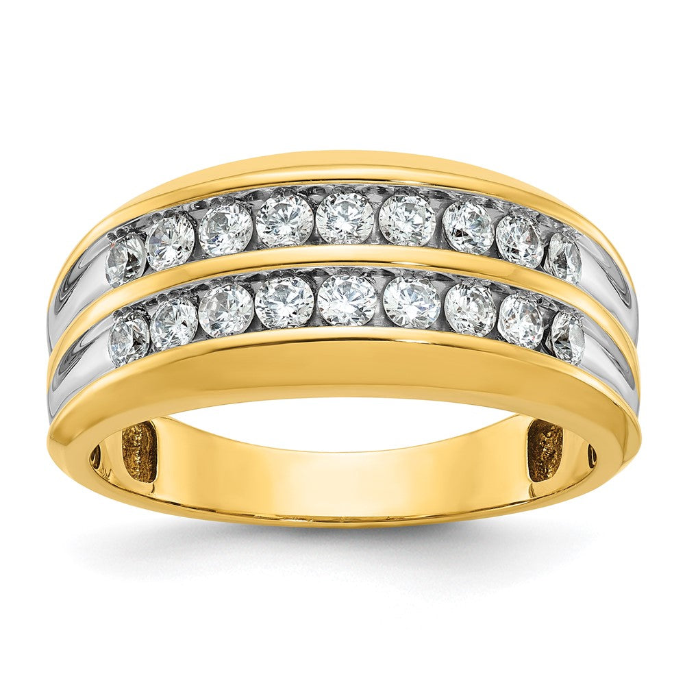 14K Gelbgold mit Weißrhodinierung 0,75 ct. Laborgezüchteter Diamant VS/SI+ G+ Zweireihiger Herrenring