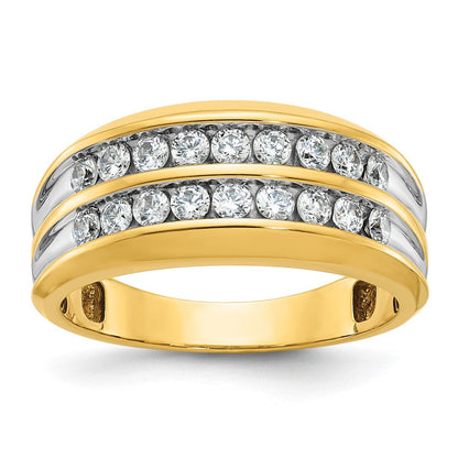14K Gelbgold mit Weißrhodinierung 0,75 ct. Laborgezüchteter Diamant VS/SI+ G+ Zweireihiger Herrenring