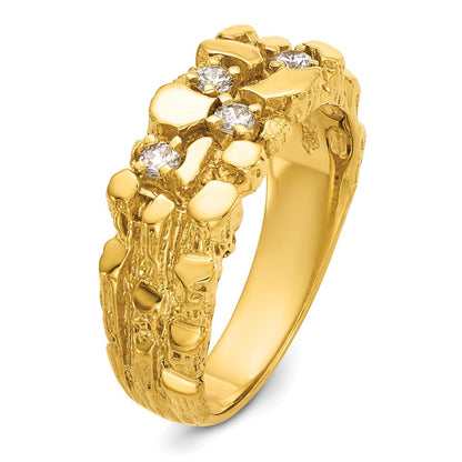 14K Gelbgold Herren-Ring mit Diamant-Nugget, 0,25 ct