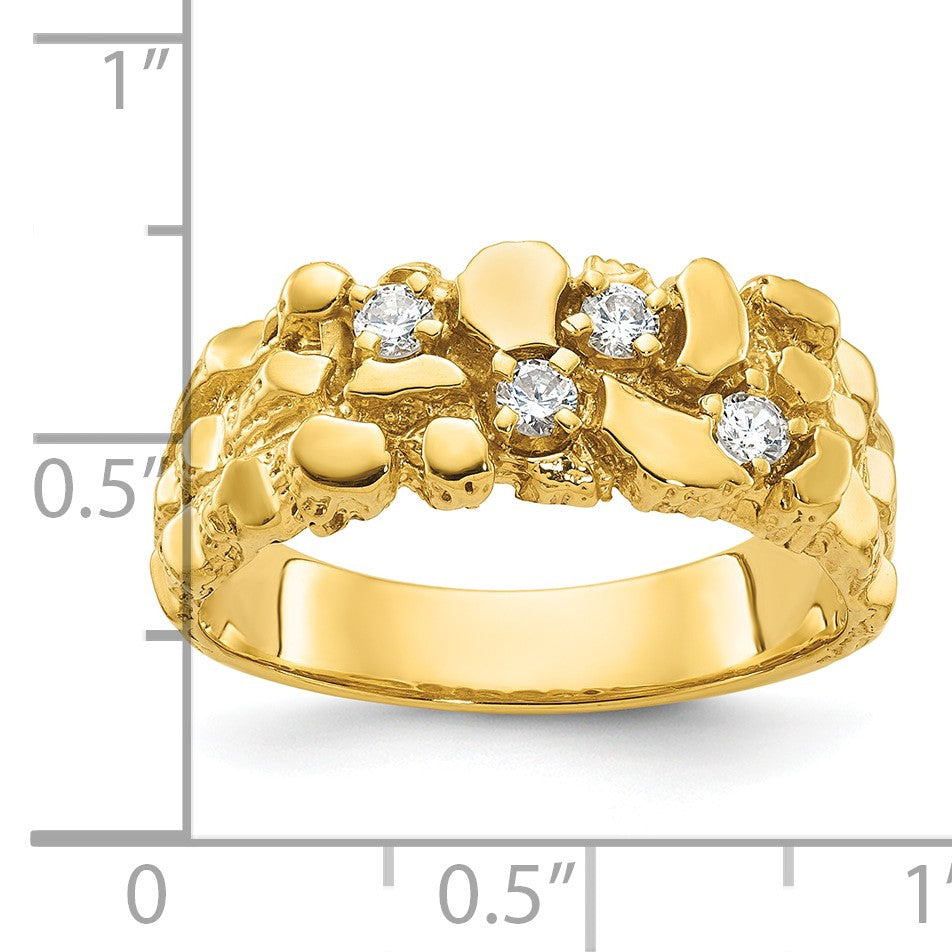14K Gelbgold Herren-Ring mit Diamant-Nugget, 0,25 ct