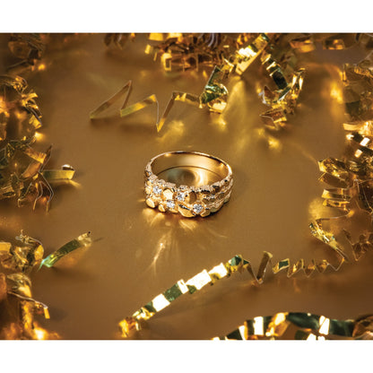 14K Gelbgold Herren-Ring mit Diamant-Nugget, 0,25 ct