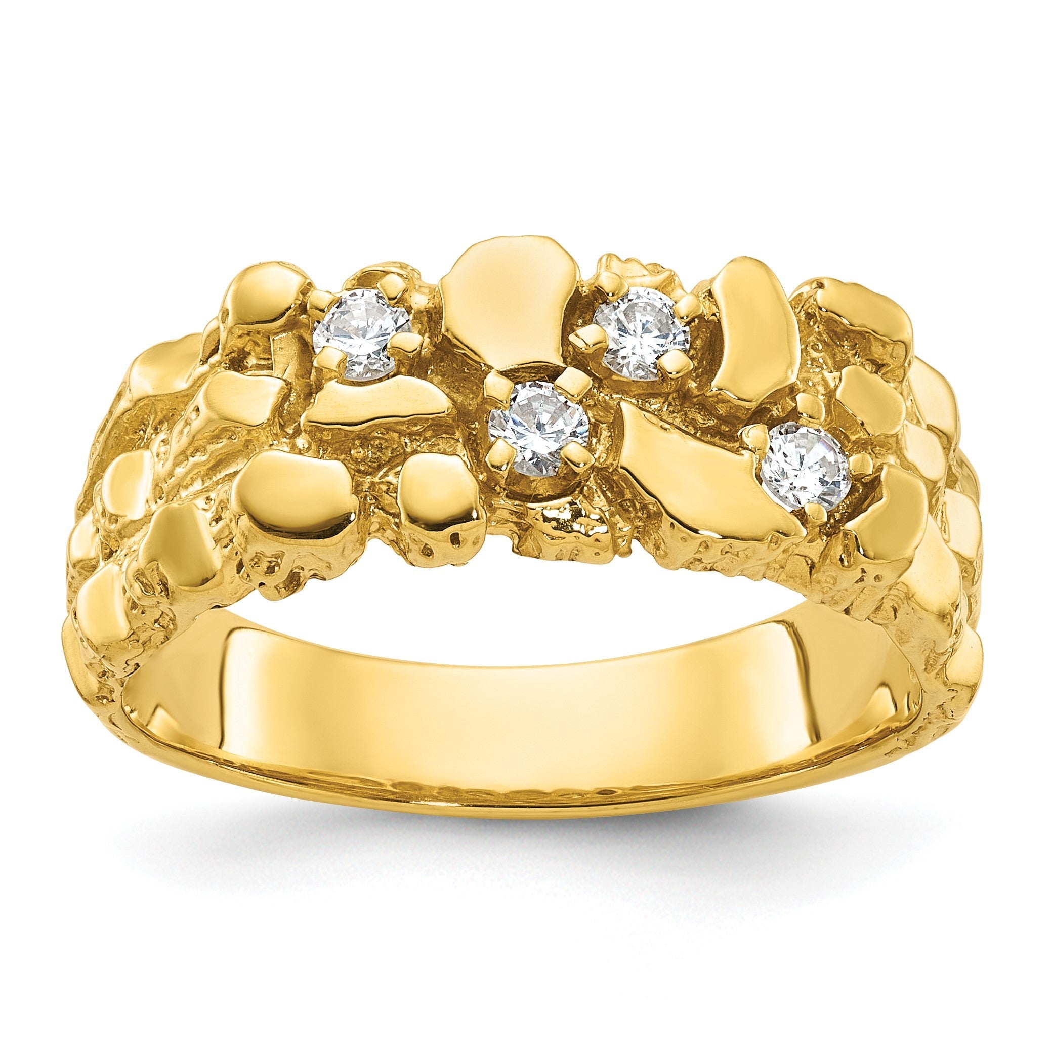 14K Gelbgold Herren-Ring mit Diamant-Nugget, 0,25 ct