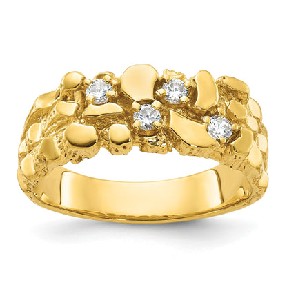 14K Gelbgold Herren-Ring mit Diamant-Nugget, 0,25 ct