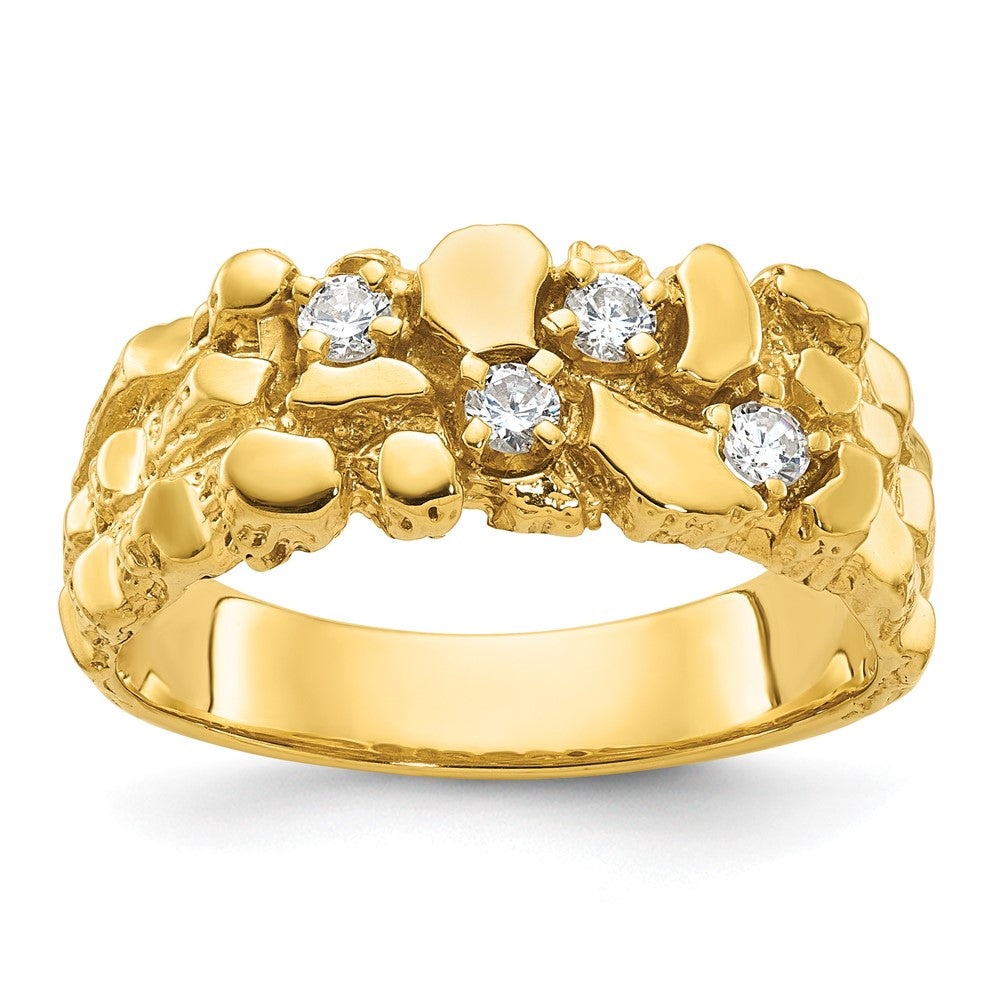 14K Gelbgold Herren-Ring mit Diamant-Nugget, 0,25 ct