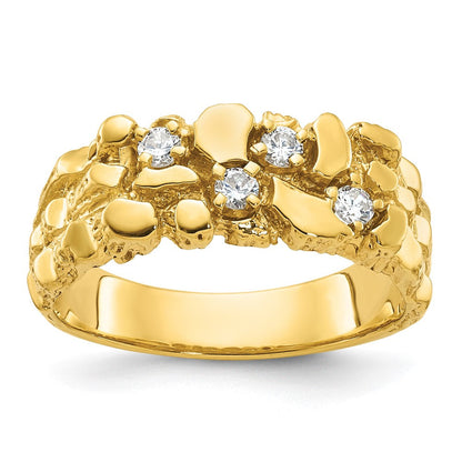 14K Gelbgold Herren-Ring mit Diamant-Nugget, 0,25 ct