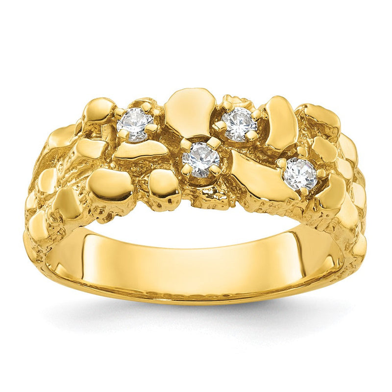 14K Gelbgold Herren-Ring mit Diamant-Nugget, 0,25 ct
