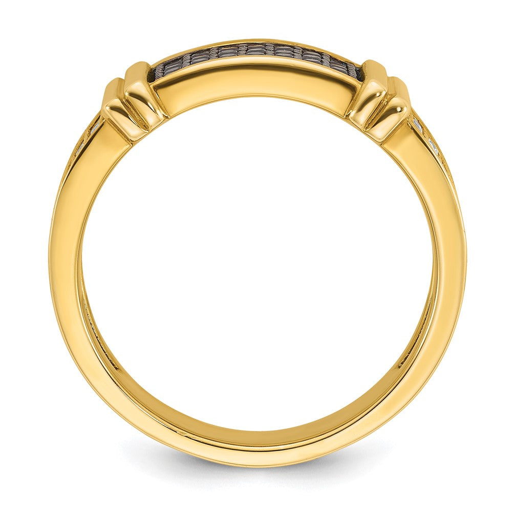 14K Gelbgold Herren-Ring mit 0,625 Karat schwarzen und weißen Diamanten, komplett besetzt