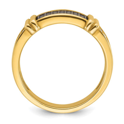 14K Gelbgold Herren-Ring mit 0,625 Karat schwarzen und weißen Diamanten, komplett besetzt