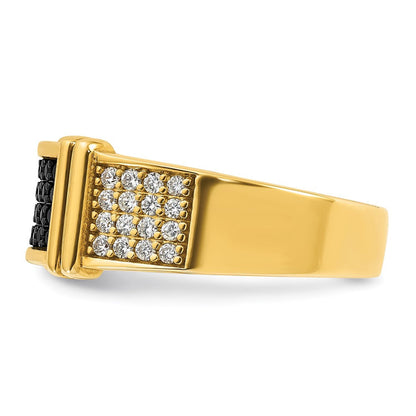 14K Gelbgold Herren-Ring mit 0,625 Karat schwarzen und weißen Diamanten, komplett besetzt