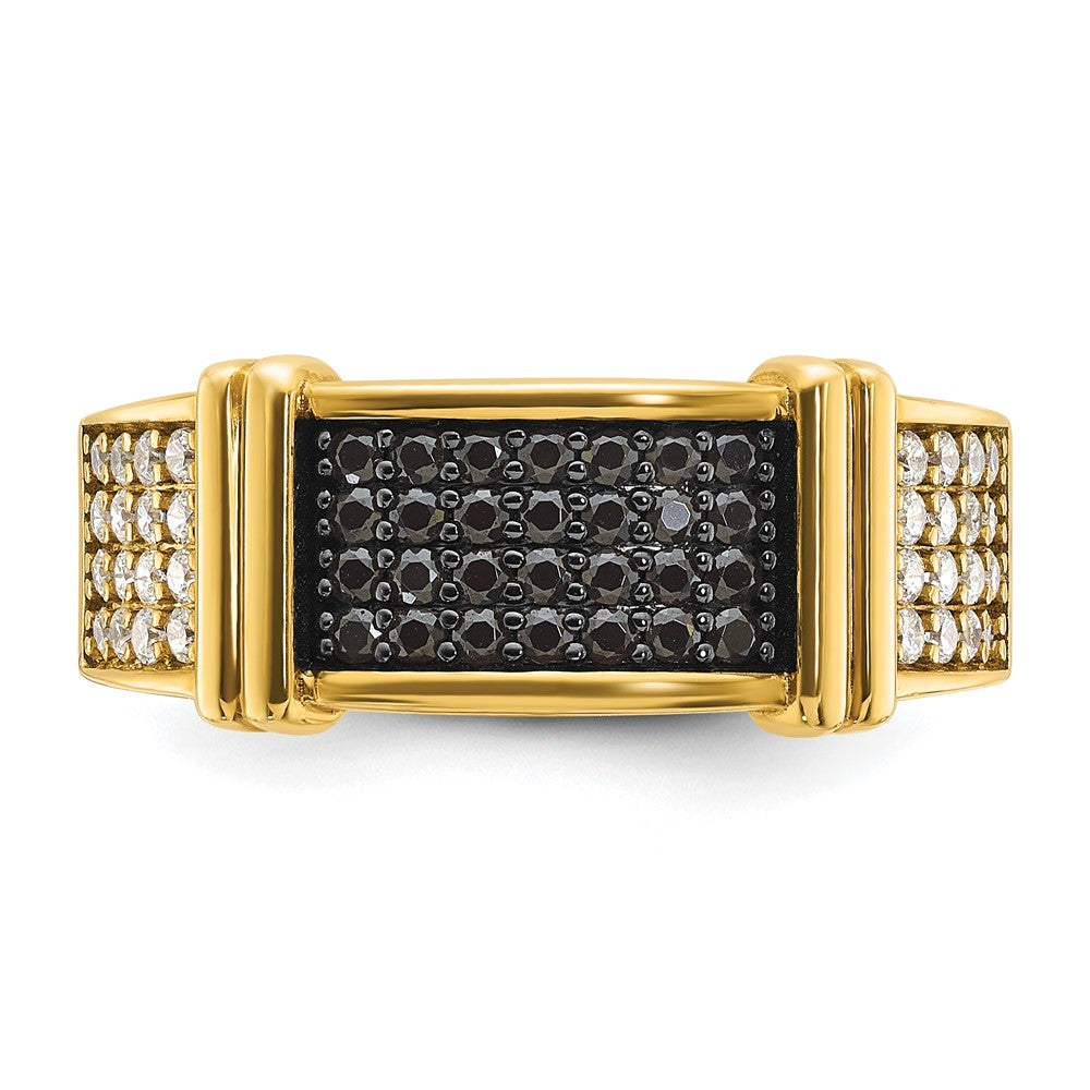 14K Gelbgold Herren-Ring mit 0,625 Karat schwarzen und weißen Diamanten, komplett besetzt