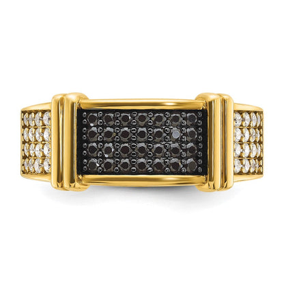 14K Gelbgold Herren-Ring mit 0,625 Karat schwarzen und weißen Diamanten, komplett besetzt