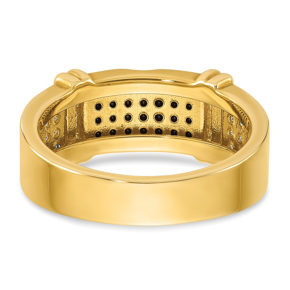 14K Gelbgold Herren-Ring mit 0,625 Karat schwarzen und weißen Diamanten, komplett besetzt