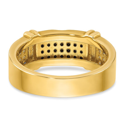 14K Gelbgold Herren-Ring mit 0,625 Karat schwarzen und weißen Diamanten, komplett besetzt
