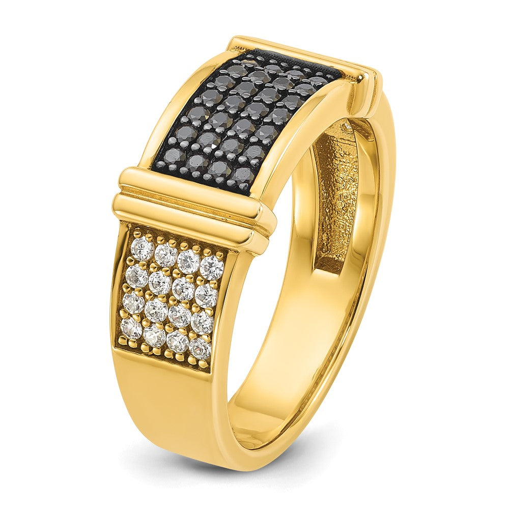 14K Gelbgold Herren-Ring mit 0,625 Karat schwarzen und weißen Diamanten, komplett besetzt