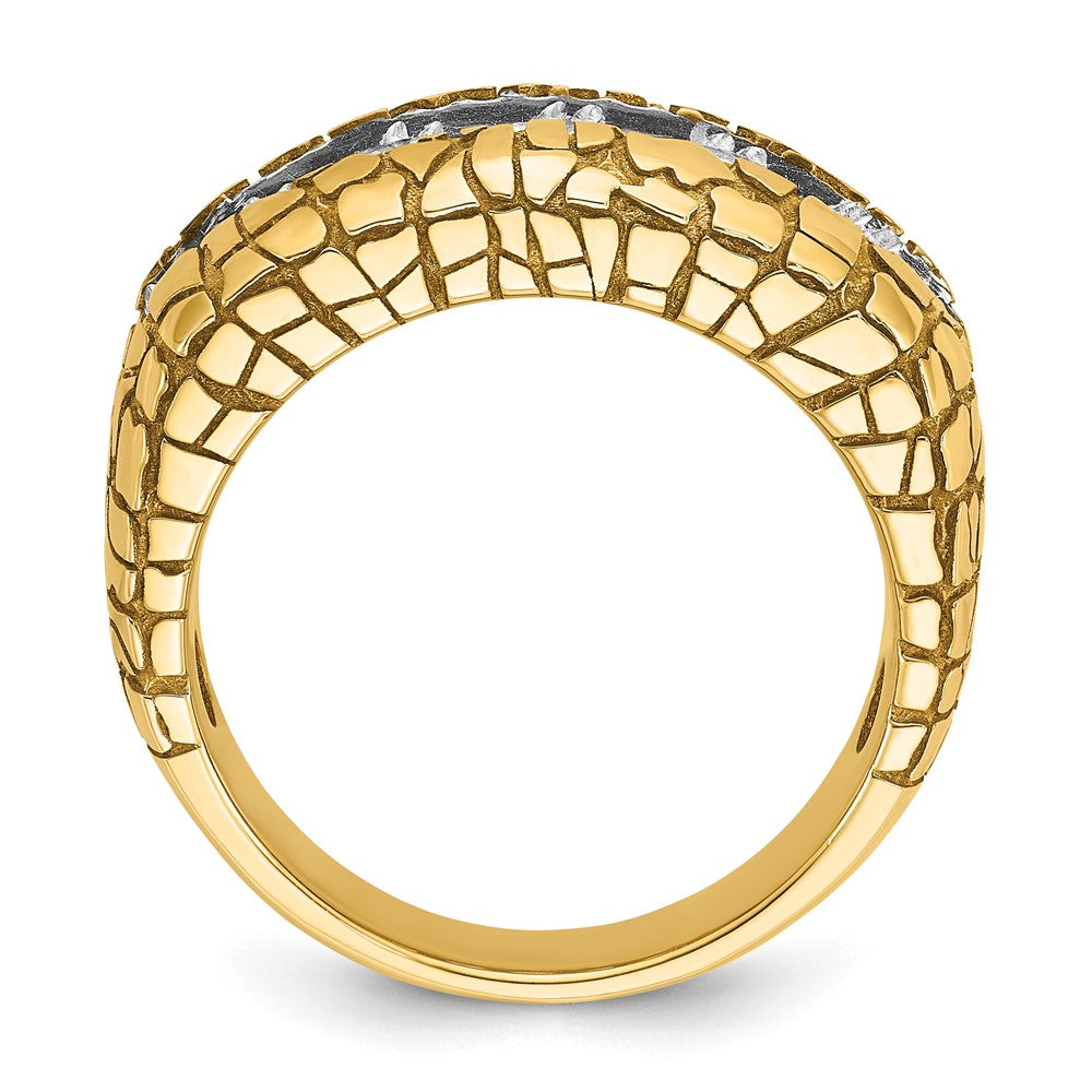 14K Gelbgold Herren-Nugget-Ring mit 2 ct. Labor-gezüchteten Diamanten VS/SI+ G+