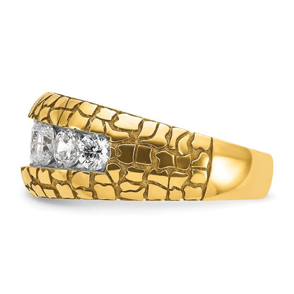 14K Gelbgold Herren-Ring mit 2K Diamant-Nugget, komplett