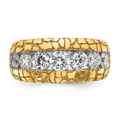 14K Gelbgold Herren-Ring mit 2K Diamant-Nugget, komplett