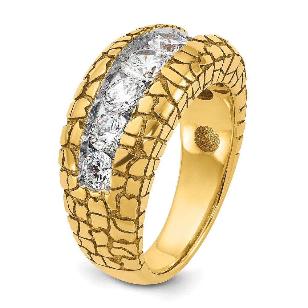 14K Gelbgold Herren-Ring mit 2K Diamant-Nugget, komplett