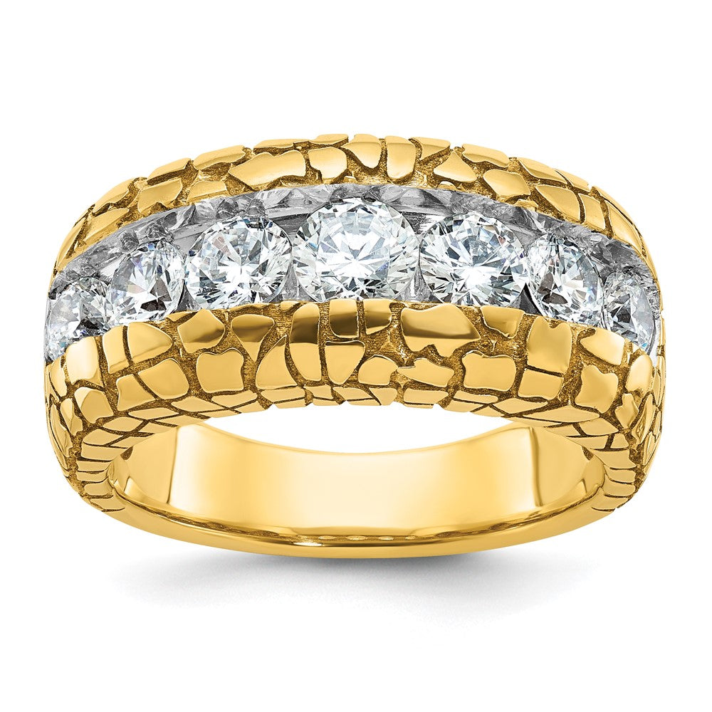 14K Gelbgold Herren-Ring mit 2K Diamant-Nugget, komplett