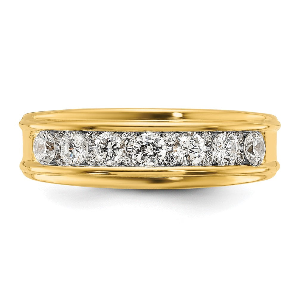 14K Gelbgold Herrenring mit 0,875 ct. laborgezüchteten Diamanten VS/SI+ G+, sieben Steinen, poliert