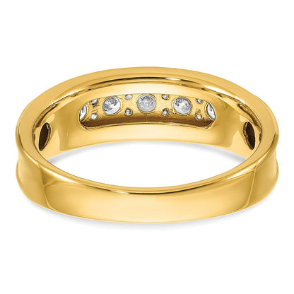 14K Gelbgold Herrenring mit 0,875 ct. laborgezüchteten Diamanten VS/SI+ G+, sieben Steinen, poliert