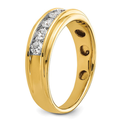 14K Gelbgold Herrenring mit 0,875 ct. laborgezüchteten Diamanten VS/SI+ G+, sieben Steinen, poliert