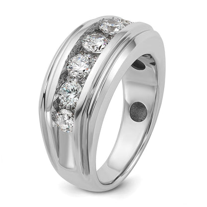 14K Weißgold Fünf-Stein-Herrenring mit 1,75 ct. im Labor gezüchteten Diamanten VS/SI+ G+