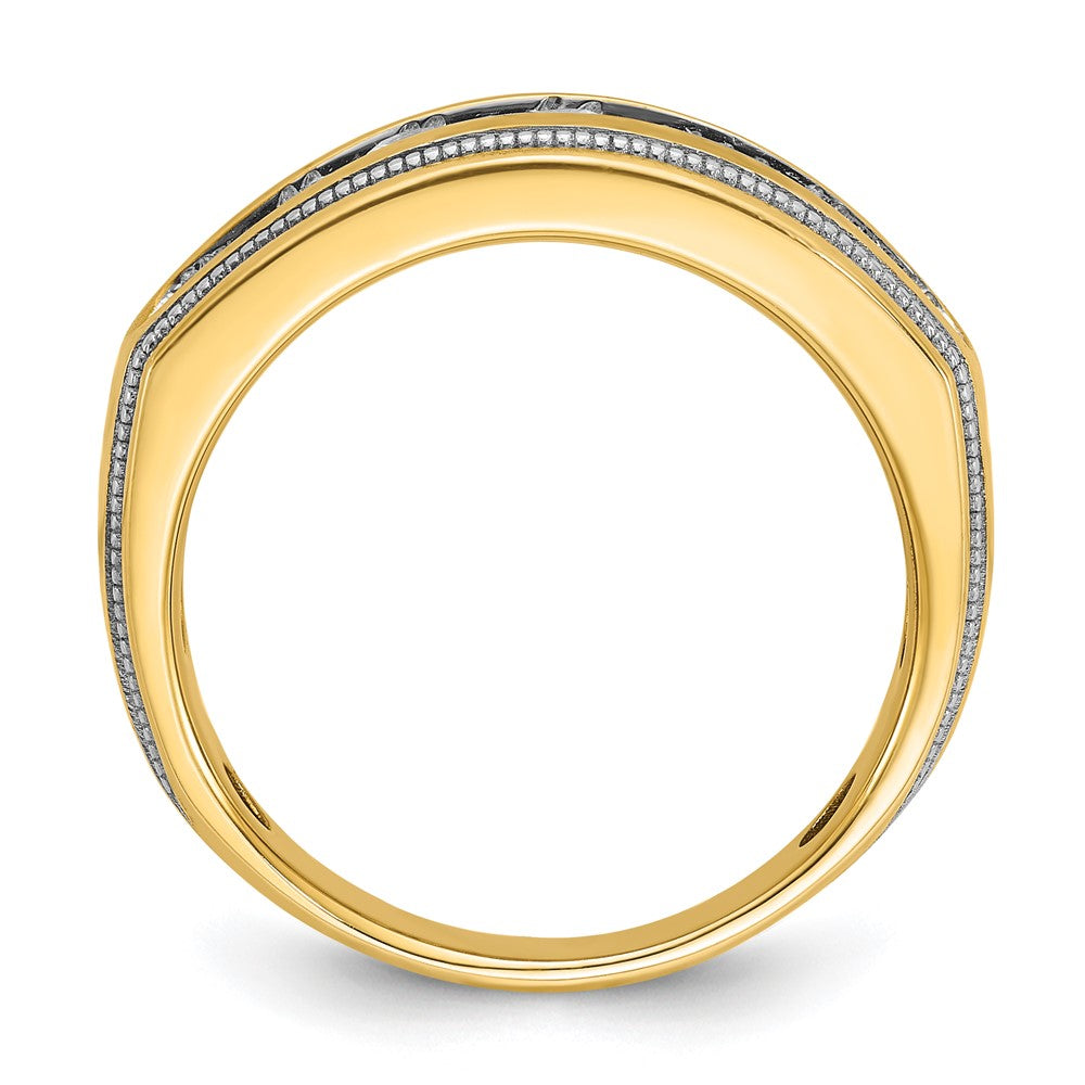 14K Herren-Diamantring aus Gelb- und Rhodium-Gold mit Weißrhodium, 1K, komplett besetzt