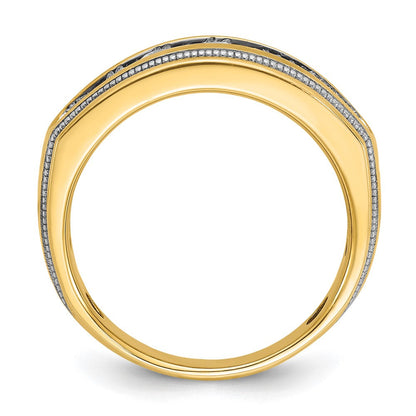 14K Herren-Diamantring aus Gelb- und Rhodium-Gold mit Weißrhodium, 1K, komplett besetzt