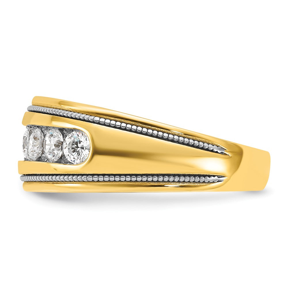 14K Gelb- und Rhodiumgold mit Weiß 1,2 ct. Labor-Diamant VS/SI+ G+ poliert und mit Milgrain-Rand Herrenring
