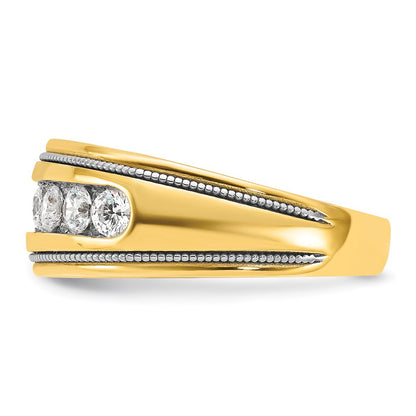 14K Herren-Diamantring aus Gelb- und Rhodium-Gold mit Weißrhodium, 1K, komplett besetzt