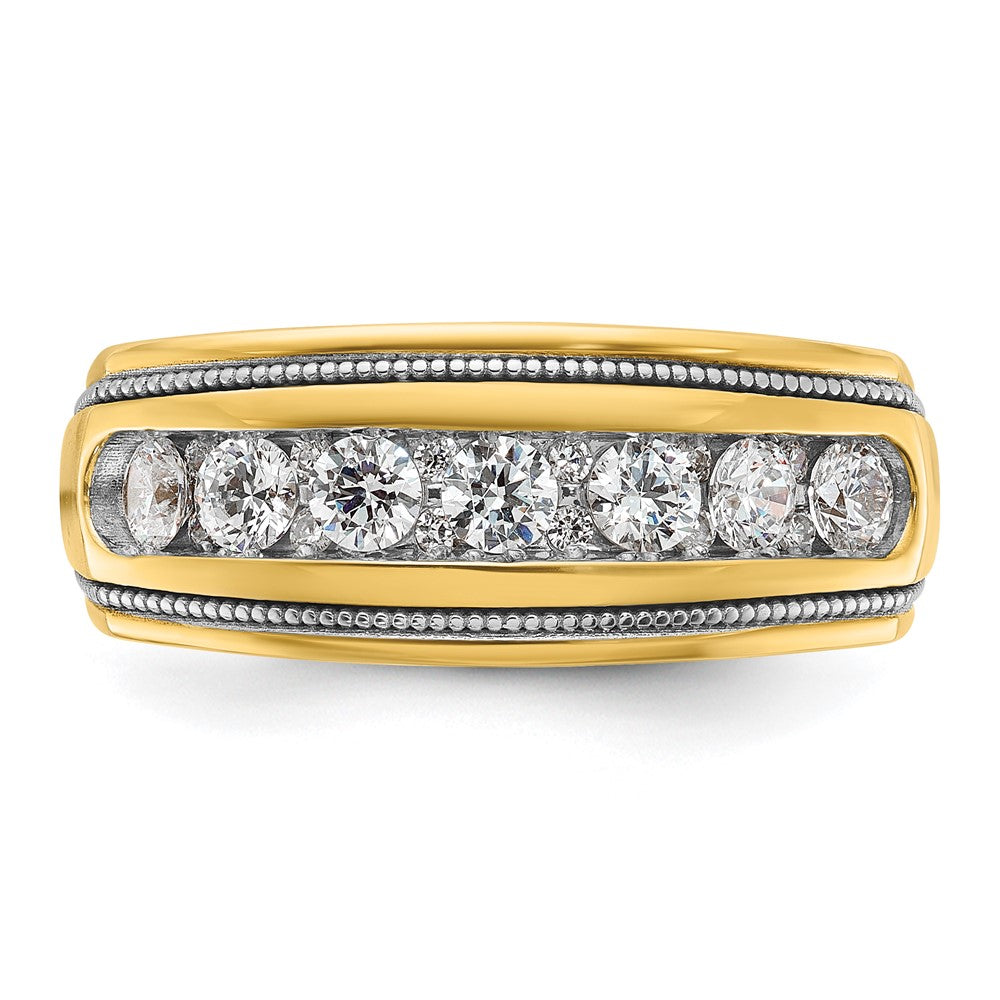 14K Herren-Diamantring aus Gelb- und Rhodium-Gold mit Weißrhodium, 1K, komplett besetzt