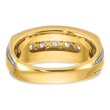 14K Gelb- und Rhodiumgold mit Weiß 1,2 ct. Labor-Diamant VS/SI+ G+ poliert und mit Milgrain-Rand Herrenring