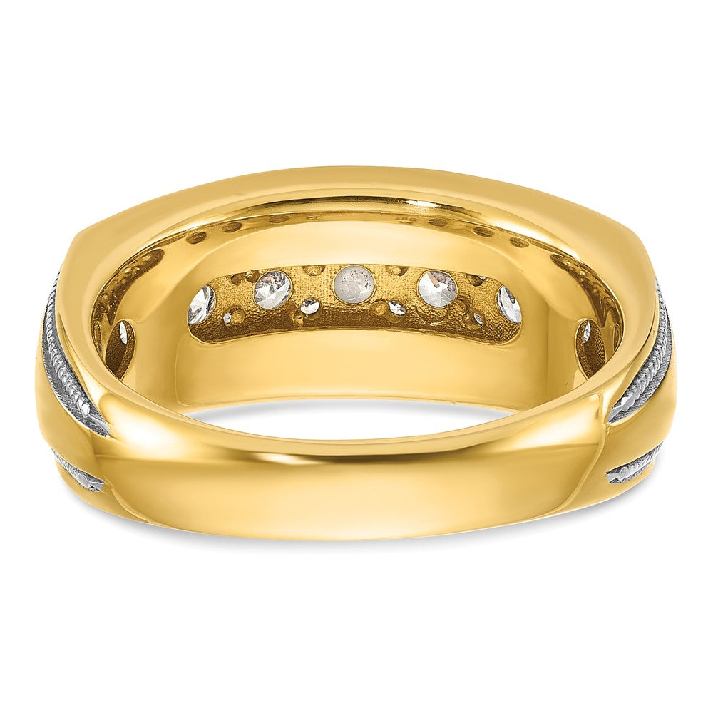 14K Herren-Diamantring aus Gelb- und Rhodium-Gold mit Weißrhodium, 1K, komplett besetzt
