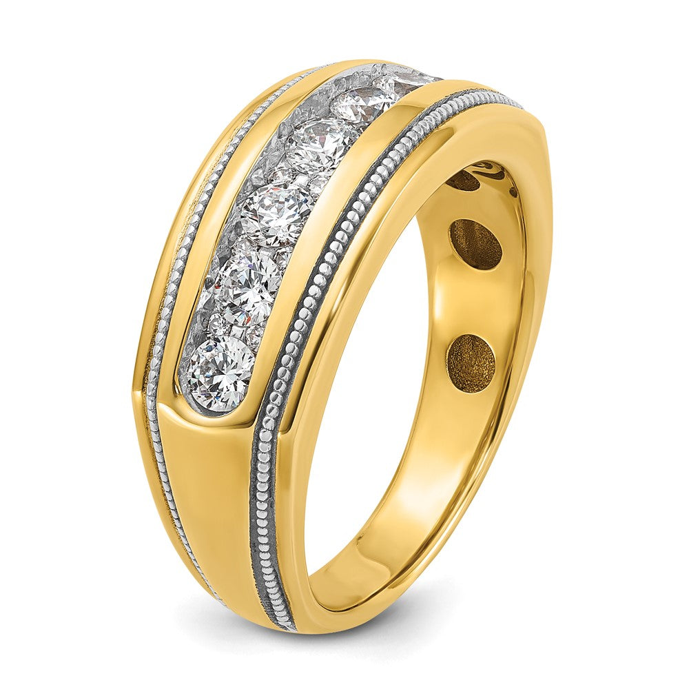 14K Herren-Diamantring aus Gelb- und Rhodium-Gold mit Weißrhodium, 1K, komplett besetzt
